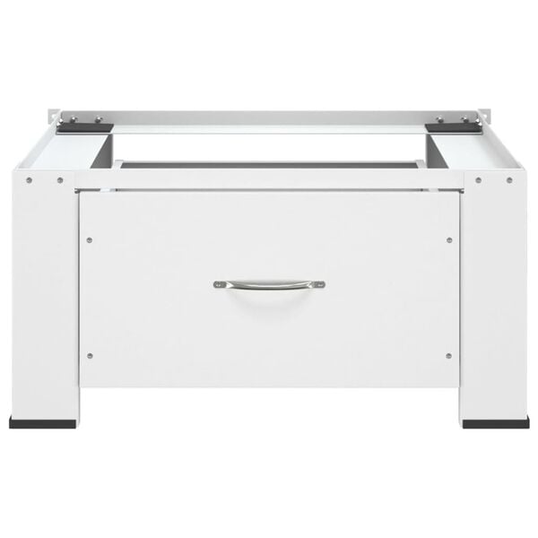 vidaXL Skalbimo mašinos pagrindas su stalčiumi, baltos spalvos