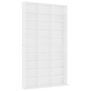 vidaXL Spintelė kompaktiniams diskams, balta, 102x23x177,5cm, mediena