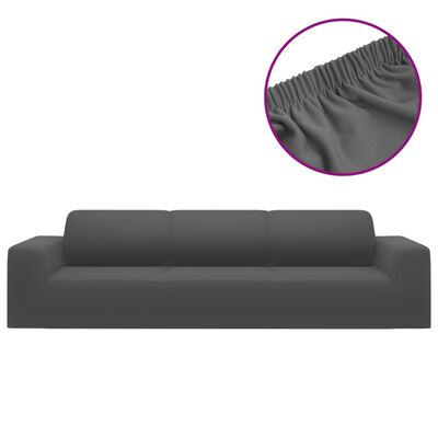 vidaXL Keturvietės sofos užvalkalas, antracito, džersio poliesteris