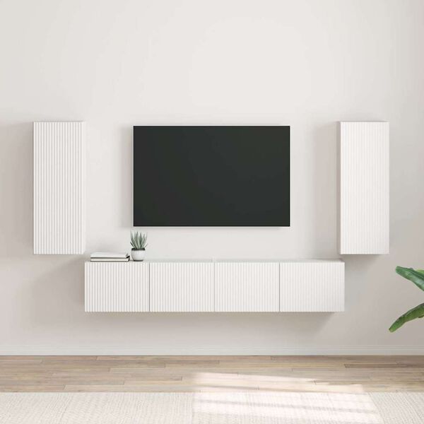 vidaXL TV sieninė spintelė 2 pcs Balta 30 x 31 x 80 cm