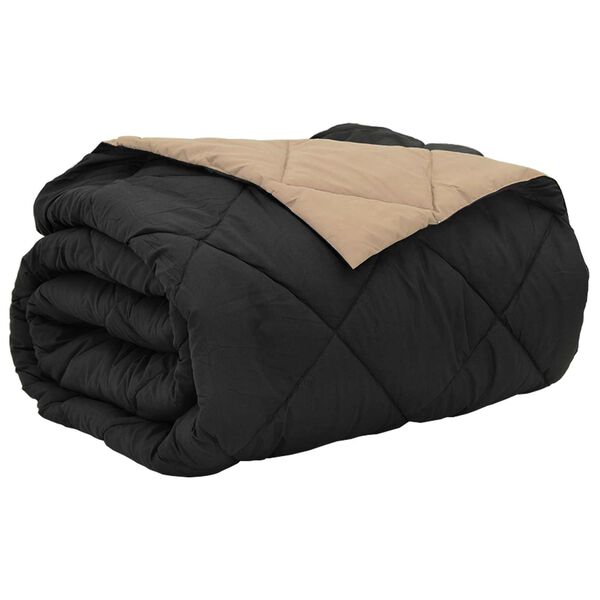 vidaXL Vasaros antklodė Juoda ir taupe 200 x 200 cm Mikropluo&scaron;tas