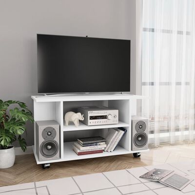 vidaXL TV spintelė su ratukais, baltos spalvos, 80x40x45 cm, mediena