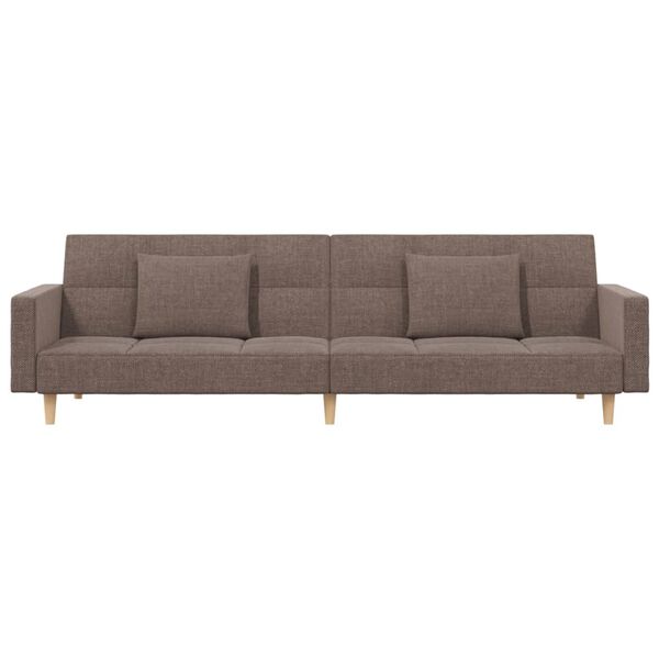 vidaXL Dvivietė sofa-lova su dvejomis pagalvėmis, taupe, audinys