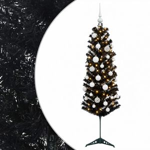 vidaXL Dirbtinė siaura kalėdinė eglutė su žaisliuku 120 cm 150 LED