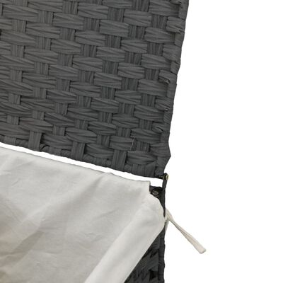 vidaXL Skalbinių krepšys su dangčiu, pilkas, 46x33x60 cm, poliratanas