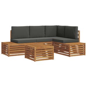 vidaXL Lauko sofos komplektas 5 Vienetas Natūralus ir antracitas