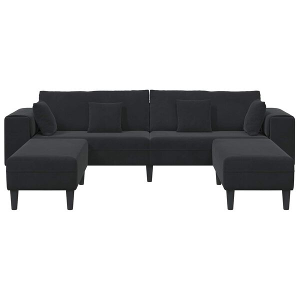 vidaXL Sofa 3 pcs Juoda 250 x 188 x 76 cm Aksomas