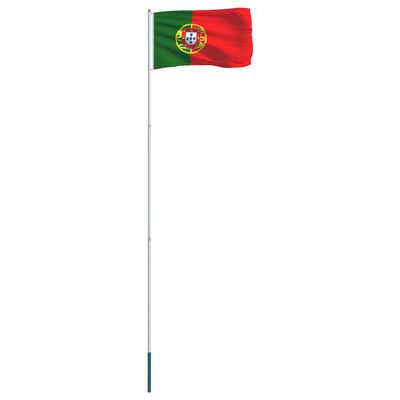 vidaXL Portugalijos vėliava su stiebu, aliuminis, 4m