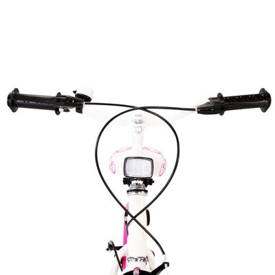 vidaXL Vaikiškas dviratis, rožinės ir baltos spalvos, 18 colių