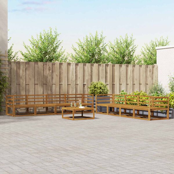 vidaXL Lauko sofos komplektas su pagalve 9 pcs Natūralus ir grietinėlė