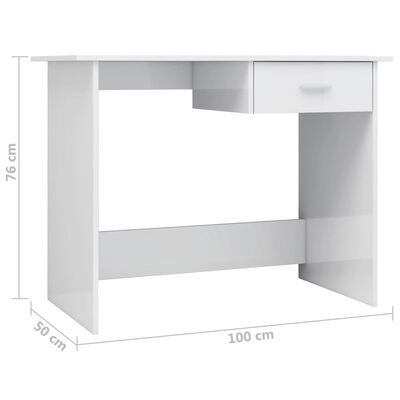vidaXL Rašomasis stalas, baltos spalvos, 100x50x76cm, apdirbta mediena
