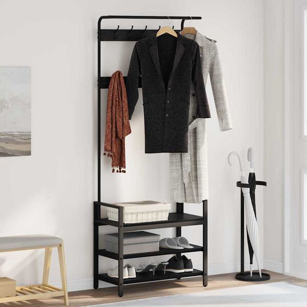 vidaXL Paltas Kita juoda ąžuolo 75 x 34 x 184 cm Apdirbta mediena