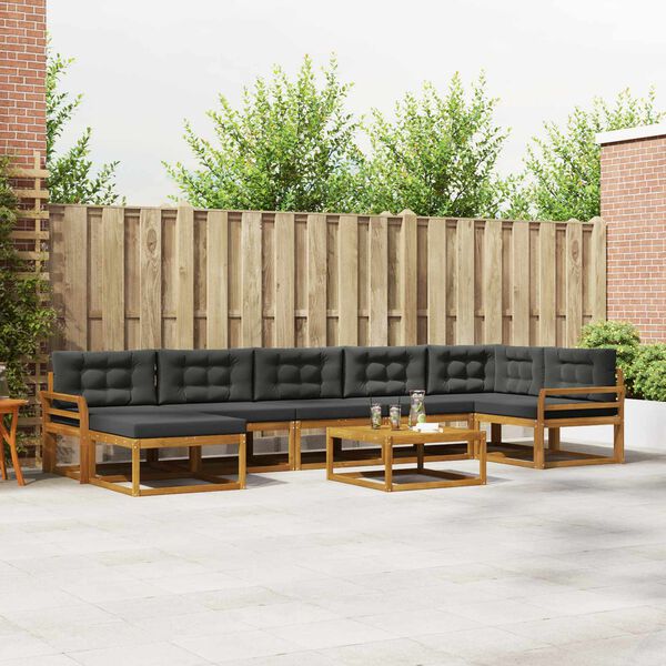 vidaXL Lauko sofos komplektas su pagalve 8 pcs Natūralus ir antracitas