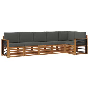 vidaXL Sekcijos sofų komplektas 6 pcs Natūralus ir antracitas