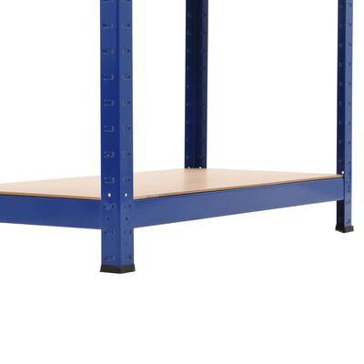 vidaXL Sandėliavimo lentyna, 4 aukštų, mėlyna, plienas ir mediena
