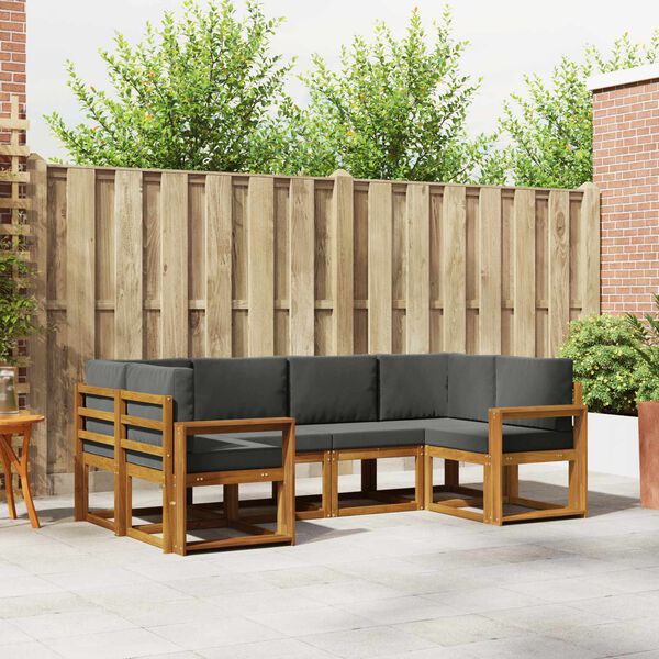 vidaXL Lauko sofos komplektas su pagalve 6 pcs Natūralus ir antracitas