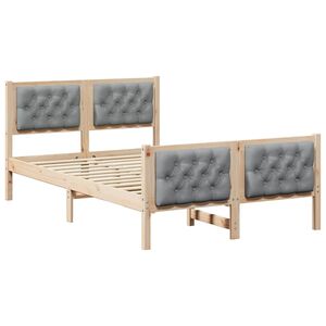 vidaXL Lovos rėmas &Scaron;viesiai pilka 135 x 190 cm Kietos pu&scaron;ies mediena