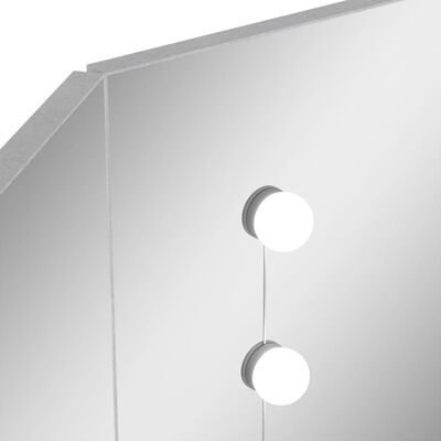 vidaXL Kampinis kosmetinis staliukas su LED, pilkas, 111x54x141,5cm