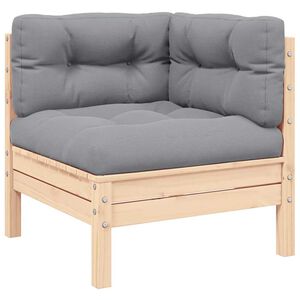 vidaXL Kampinė sodo sofa su pilkomis pagalvėlėmis, pu&scaron;ies masyvas