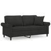 vidaXL Dvivietė sofa su pagalvėmis, juoda, 140cm, audinys