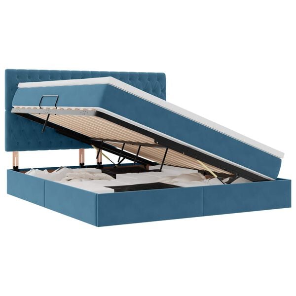 vidaXL Lova su daiktų laikymo vieta ir čiužiniu 160 x 200 cm Aksomas