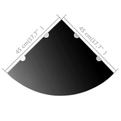 vidaXL Kampinės lentynos, 2vnt., juodos, 45x45cm, stiklas