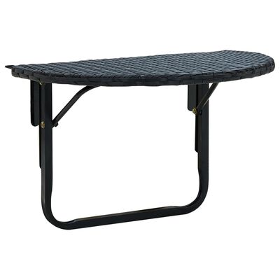 vidaXL Balkono stalas, juodas, 60x60x32cm, poliratanas