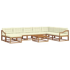 vidaXL Lauko sofos komplektas su pagalve 9 pcs Natūralus ir grietinėlė