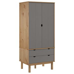 vidaXL Drabužių spinta OTTA, ruda/pilka, 76,5x53x172cm, pu&scaron;ies masyvas