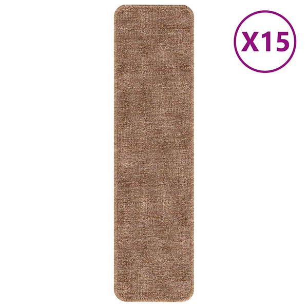 vidaXL Slydimui atsparūs laiptų kilimėliai 15 pcs Geltona 75 x 20 cm