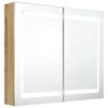 vidaXL Veidrodinė vonios spintelė su LED, ąžuolo, 80x12x68cm