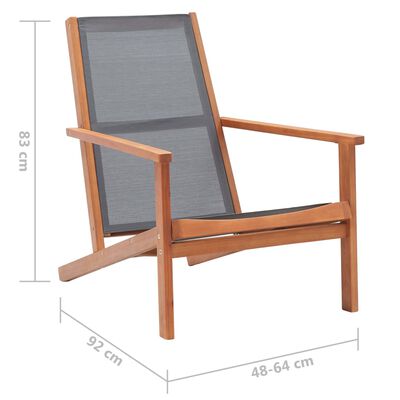 vidaXL Sodo poilsio kėdė, pilka, eukalipto masyvas ir tekstilenas