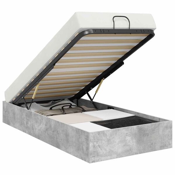 vidaXL Otomano lovos rėmas su saugykla Betono pilka 193 x 120 x 25 cm