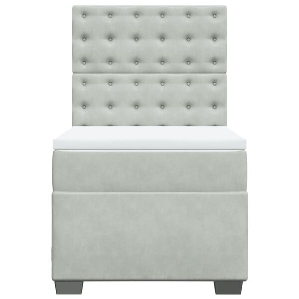 vidaXL Lova su spyruoklėmis ir čiužiniu, pilka, 100x200 cm, aksomas