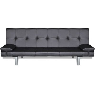 vidaXL Sofa lova su dviem pagalv., dirbtinė oda, reguliuoj., juoda