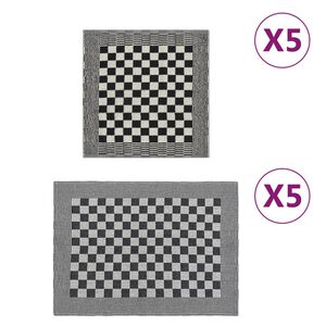 vidaXL Rank&scaron;luosčių rinkinys, 10vnt., juodi ir balti, medvilnė