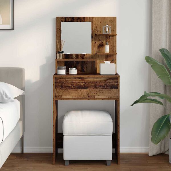 vidaXL Miegamojo persirengimo stalai su stalčių Senovinis medis