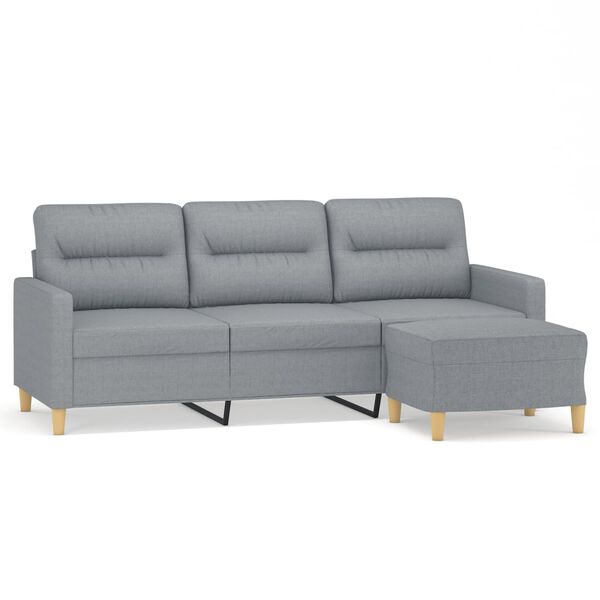 vidaXL Trivietė sofa su pakoja, &scaron;viesiai pilka, 180cm, audinys