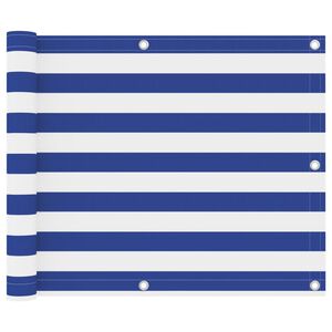 vidaXL Balkono pertvara, balta ir mėlyna, 75x500cm, oksfordo audinys