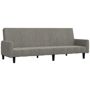 vidaXL Dvivietė sofa-lova, &scaron;viesiai pilkos spalvos, aksomas