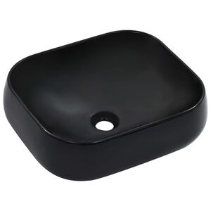 vidaXL Praustuvas, juodos spalvos, 44,5x39,5x14,5 cm, keramika