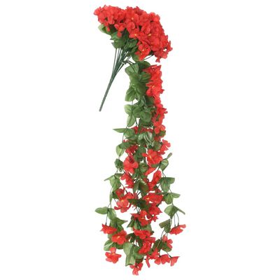 vidaXL Dirbtinių gėlių girliandos, 3vnt., raudonos spalvos, 85cm