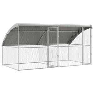 vidaXL &Scaron;unų narvas 2 pcs Sidabro 4 x 2 x 2 m Galvanizuotas plienas