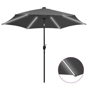 vidaXL Sodo skėtis su LED ir aliuminio stulpu, antracito, 300cm