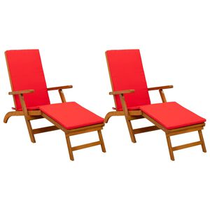 vidaXL Atsilenkiantis ir sulankstomas saulės gultas 2 pcs Raudona