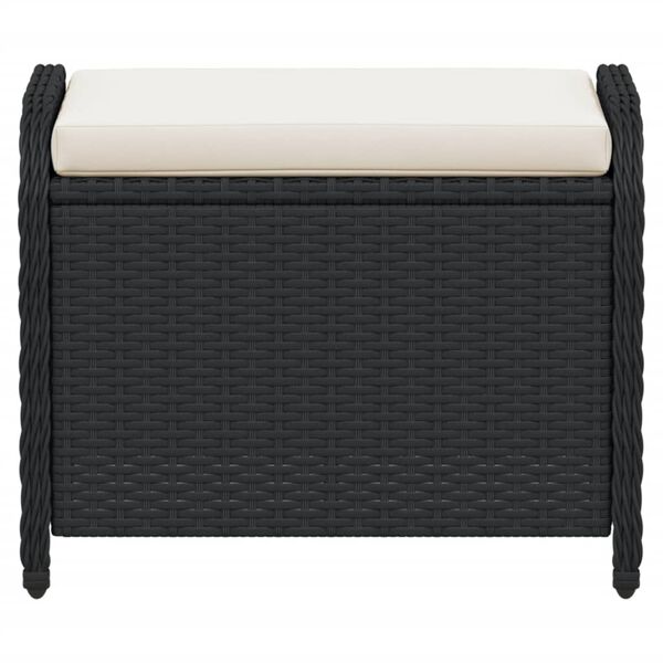 vidaXL Sodo taburetė su pagalvėle, juoda, 58x46x46cm, poliratanas