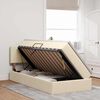 vidaXL Lova su daiktų laikymo vieta ir LED Kremas 90 x 200 cm audinys