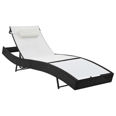 vidaXL Saulės gultas su pagalvėlėmis, poliratanas, juodas