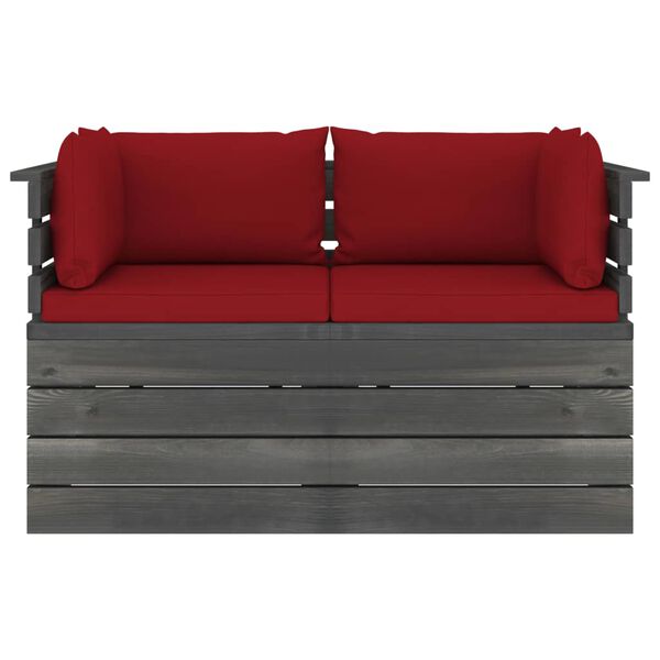 vidaXL Dvivietė sodo sofa iš palečių su pagalvėlėmis, pušies mediena