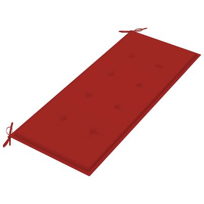 vidaXL Batavia suoliukas su raudona pagalve, 120cm, tikmedžio masyvas